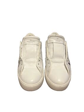 Valentino Garavani White Leather Slip-On Sneakers with Subtle Logo Sz 9
